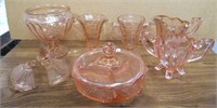 Group of Pink Depression Glassware