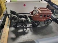 Cast Iron Horses & Wagon Toy