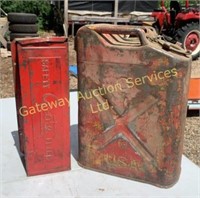 Vintage metal USA gas can & Grote safety flare