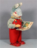 Vintage Wind-Up Page Turning Rabbit Tin Toy