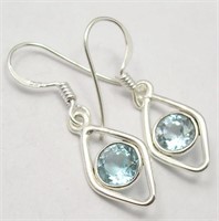 Sterling Silver 1.80 Ct Blue Topaz Earrings