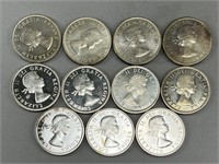 (11) Canada Silver Dollars- 1962, (10) 1963