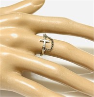 Sterling Silver Cross Dangling Chain Ring