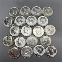 (20) 1964-D Kennedy Silver (90%) Half Dollar