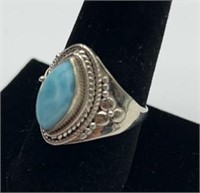 Silver & stone ring size 10