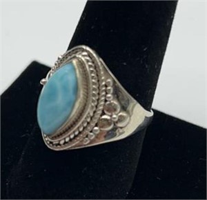 Silver & stone ring size 10