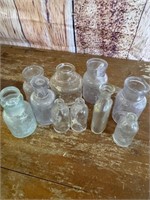 10 Vintage Miniature Glass Bottles