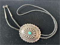 Native American Silver & Turquoise Bolo Tie