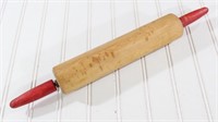 Red Handled Wooden Rolling Pin