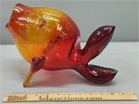 Blenko Crackle Art Glass Fish Tangerine Amberina