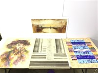 3 Large Artist Watercolor and Prints on Paper +
