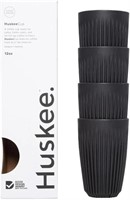 Huskee 4 Pack of 12oz Coffe Cups, Charcoal, 4