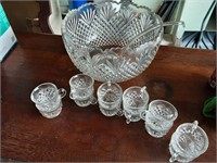 Punch bowl  dipper and cups