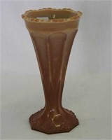 Chocolate glass beaded triangle 6" vase