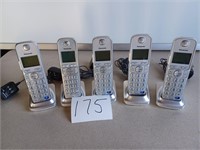 5 PANASONIC RECHARGE PHONES & CHARGING STATIONS.