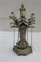 Asian metal multi-armed deity (goddess), 5.5"H