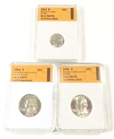 SGS SILVER COIN LOT TWO QUARTERS ONE DIME
