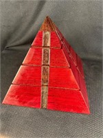 Handcarved Wood Pyramid Jewelry Box