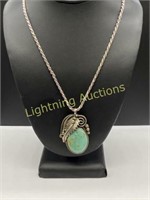 NAVAJO STERLING SILVER TURQUOISE PENDANT NECKLACE