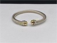 STERLING SILVER AND 14K YELLOW GOLD CUFF BRACELET