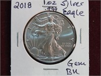 2018 1 OZ .999 SILVER EAGLE GEM BU