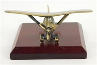 Brass Airplane on Wood Paperweight