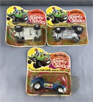 3 tootsie toy super slicks die cast cars