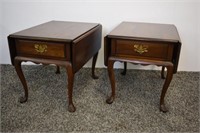 PAIR SOLID CHERRY SIDE TABLES BY HARDEN