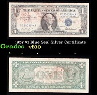 1957 $1 Blue Seal Silver Certificate Grades vf++