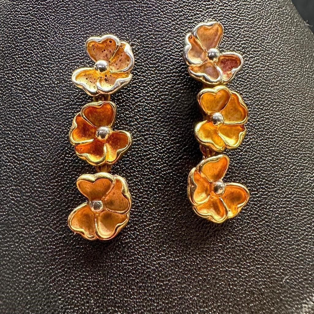Sterling Silver Tropical Flower Earrings