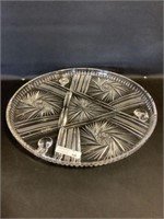 Pinwheel Crystal footed platter 12"dia