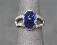C. 1925 14K White Gold, Sapphire & Diamond Ring