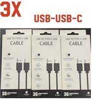 3X CHARGE CABLES USB-USB-C 36 INCH