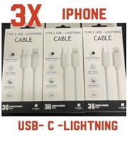 3X USB-C TO LIGHTING CHARGE CABLE / 36 INCH / NEW