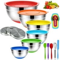 TINANA Mixing Bowls with Lids: 20 Pcs Stainless St