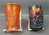 Two Carnival Glass Tumblers