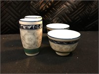 Set of FINE Sake Glasses and Bowls Porcelain