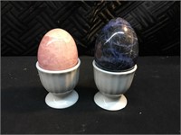 2 Semi Alabaster Stone Eggs