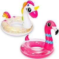 JOYIN 2 Sets Inflatable Pool Float - Unicorn & Fla