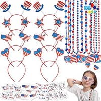 JOYIN 56 Pcs 4th of July Accessories with 8 Glasse