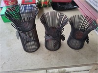 Set of 3 metal candle holders