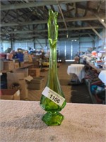 Vintage Green Glass Vase - approx 13.5" tall