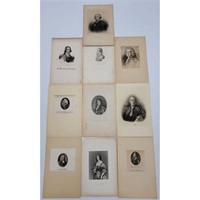 Lot Of 10 Important Portrait Engravings 19th C