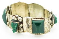 Vintage Green Macrasite - Sterling Silver Bracelet