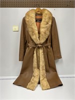 Vintage Dan Di Modes 24K Leather Fur Trench Coat