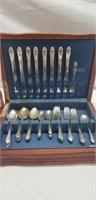 Flatware set with wooden case
