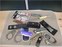 Collection of Knives, Handcuffs & Leatherman