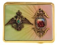 Faberge' guilloché enamel jeweled cigarette case