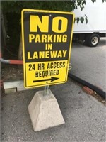 No Parking in Laneway Sign