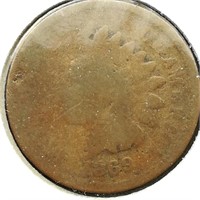 1869 Indian Head Penny 1c AG CoinSnap